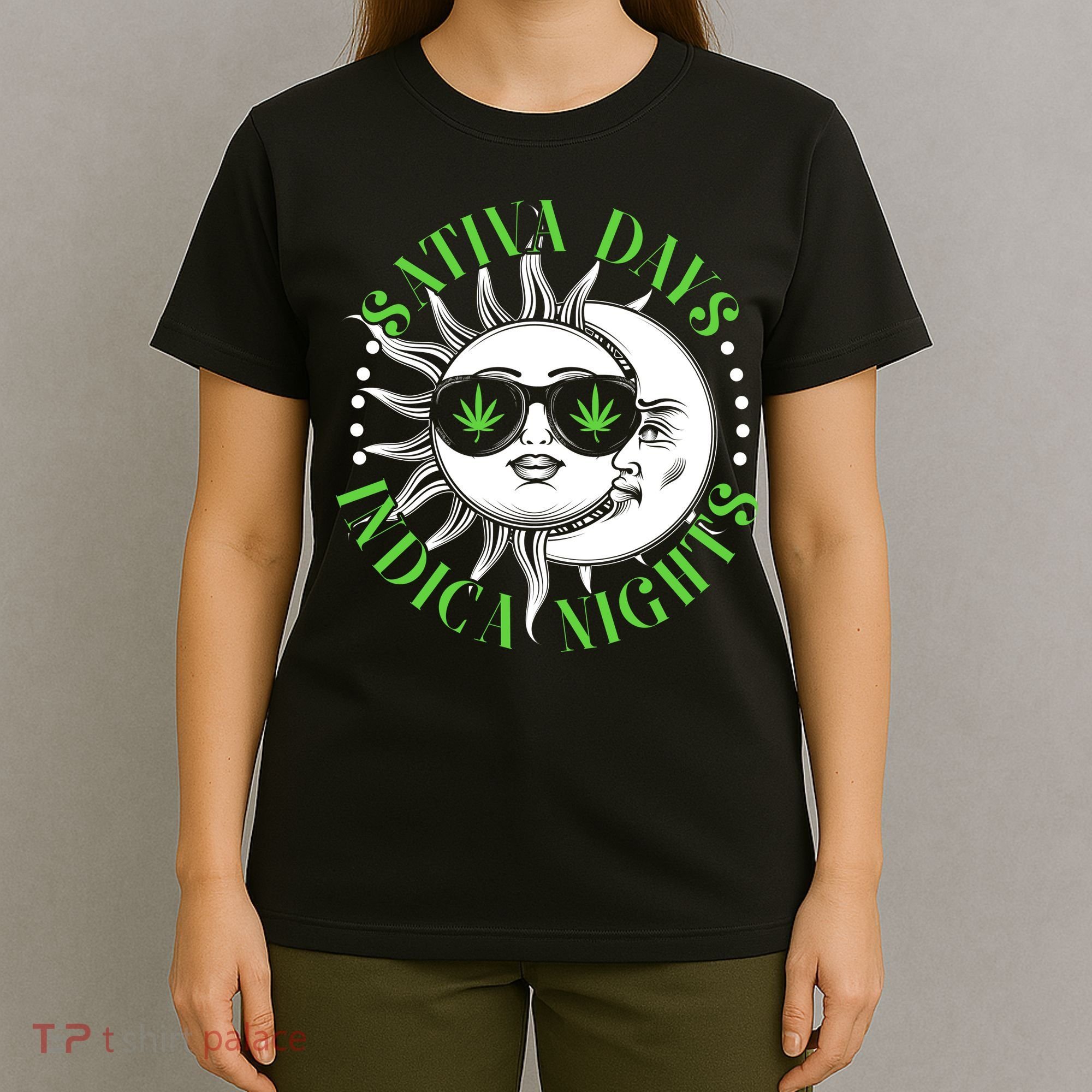Vintage Sativa Days Indica Nights Sun And Moon T-Shirt