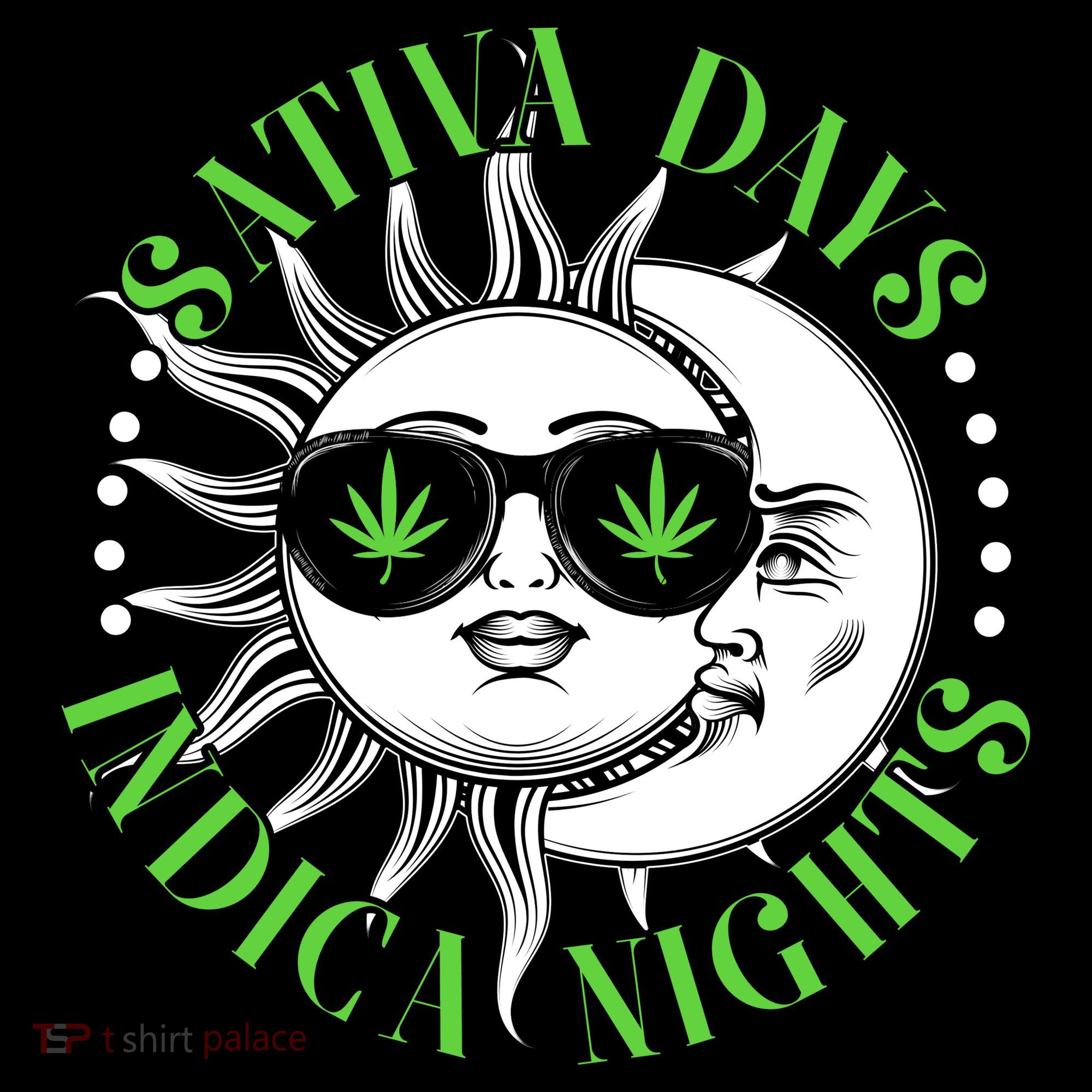 Vintage Sativa Days Indica Nights Sun And Moon T-Shirt