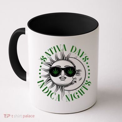 Vintage Sativa Days Indica Nights Sun And Moon Coffee Mug
