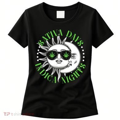 Vintage Sativa Days Indica Nights Sun And Moon Women's T-Shirt
