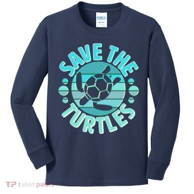 Vintage Save The Turtles Kids Long Sleeve Shirt