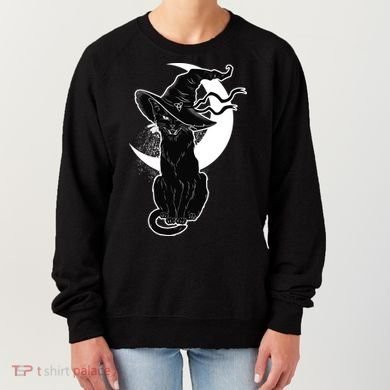 Vintage Scary Halloween Black Cat Moon Witch Women's Sweatshirt