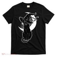 Vintage Scary Halloween Black Cat Moon Witch T-Shirt thumb 0