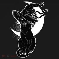 Vintage Scary Halloween Black Cat Moon Witch T-Shirt thumb 7