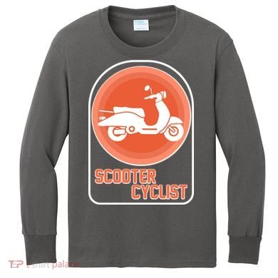 Vintage Scooter Cyclist Kids Long Sleeve Shirt
