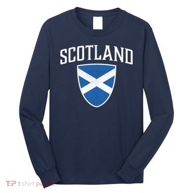Vintage Scotland Flag Crest Shield Long Sleeve Shirt