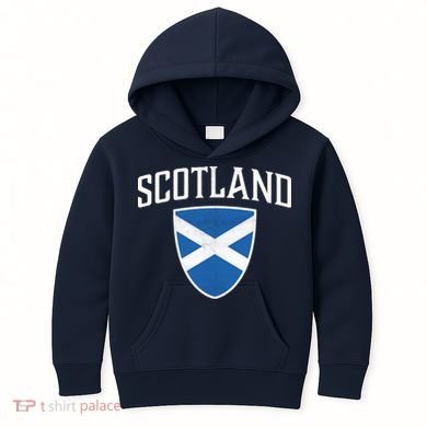 Vintage Scotland Flag Crest Shield Kids Hoodie