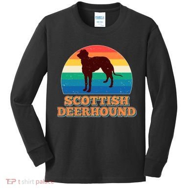 Vintage Scottish Deerhound Kids Long Sleeve Shirt