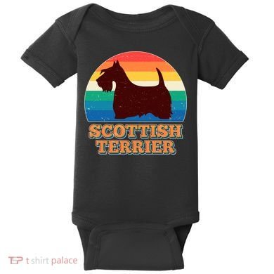 Vintage Scottish Terrier  Baby Bodysuit