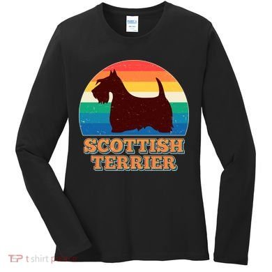 Vintage Scottish Terrier  Women's Long Sleeve Shirt