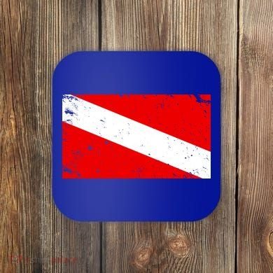 Vintage Scuba Diver Flag  Coaster