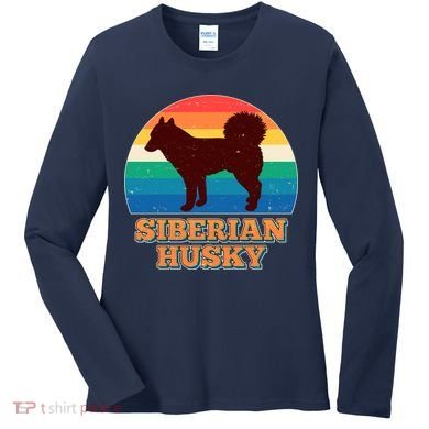 Vintage Siberian Husky Women's Long Sleeve Shirt