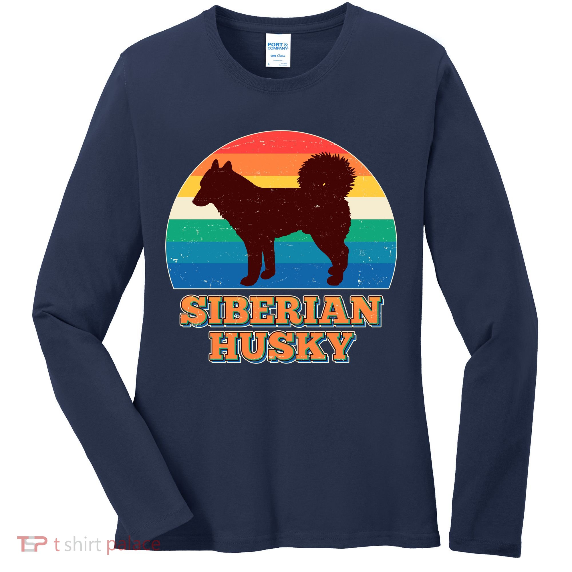 Vintage Siberian Husky Women's Long Sleeve Shirt