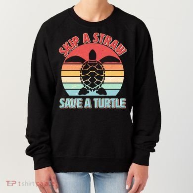 Vintage Skip A Straw Save A Turtle Women's Sweatshirt