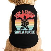 Vintage Skip A Straw Save A Turtle Doggie Tank thumb 0