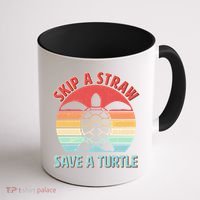 Vintage Skip A Straw Save A Turtle Coffee Mug thumb 1