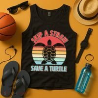 Vintage Skip A Straw Save A Turtle Tank Top thumb 4