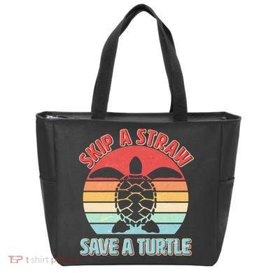 Vintage Skip A Straw Save A Turtle Tote Bag