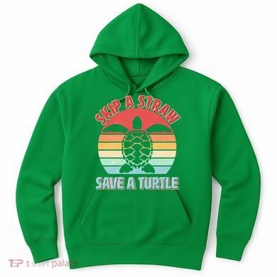 Vintage Skip A Straw Save A Turtle Hoodie