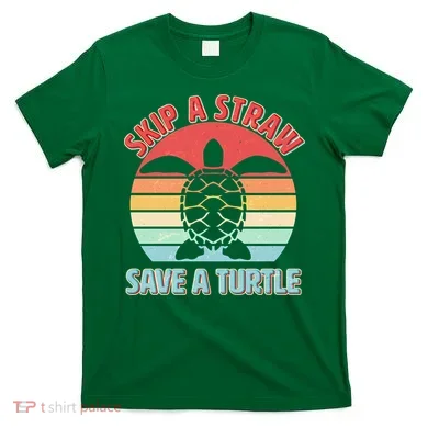 Vintage Skip A Straw Save A Turtle T-Shirt