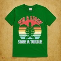 Vintage Skip A Straw Save A Turtle T-Shirt thumb 5