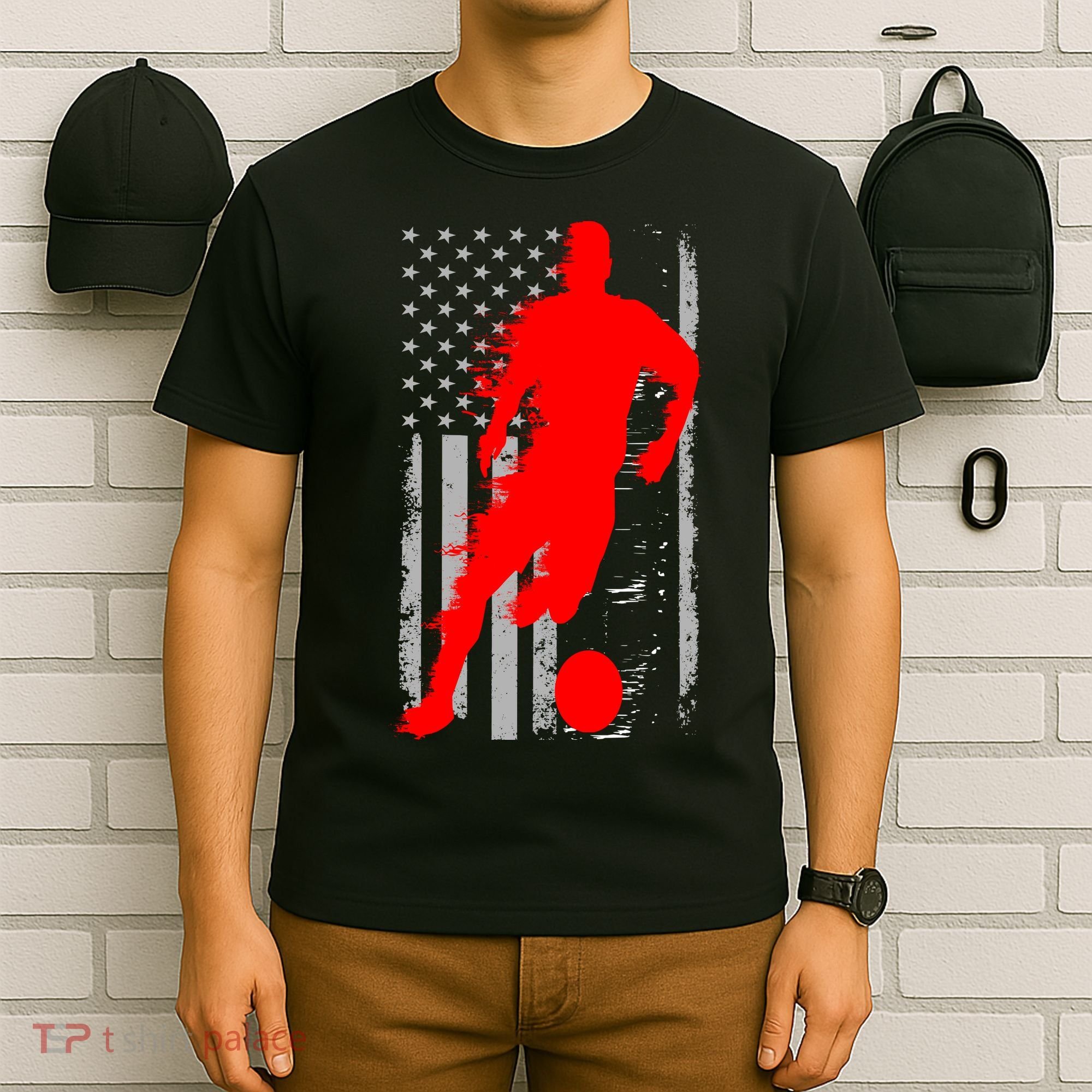 Vintage Soccer American Flag USA  T-Shirt