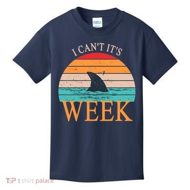 Vintage Sorry I Can't It's Week Funny Shark Kids T-Shirt