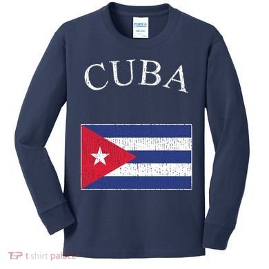 Vintage Sports Design Cuban Flag Kids Long Sleeve Shirt