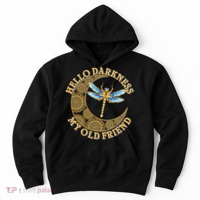 Vintage Steampunk Dragonfly Moon Hello Darkness My Old Friend Hoodie