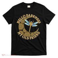 Vintage Steampunk Dragonfly Moon Hello Darkness My Old Friend T-Shirt thumb 0