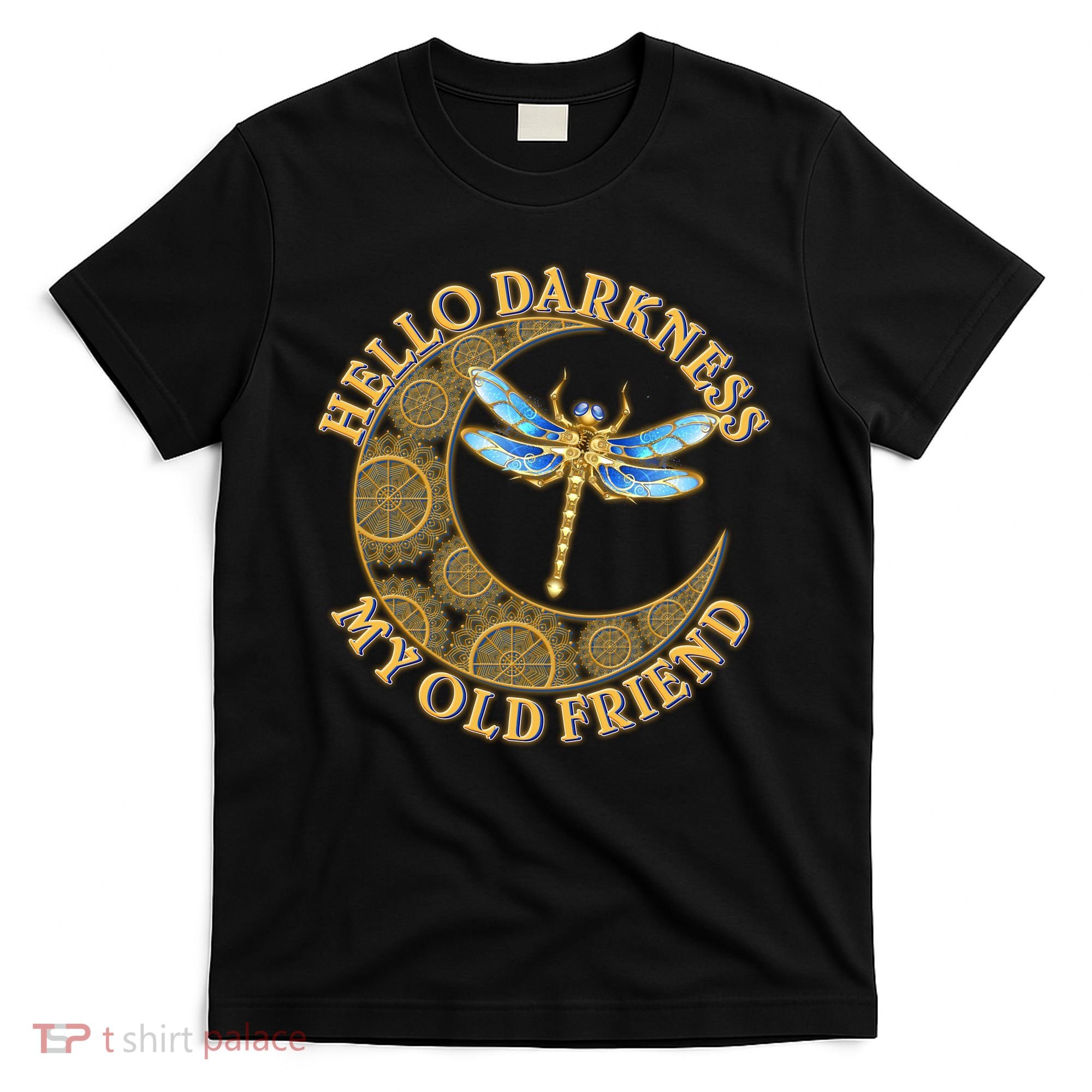 Vintage Steampunk Dragonfly Moon Hello Darkness My Old Friend T-Shirt