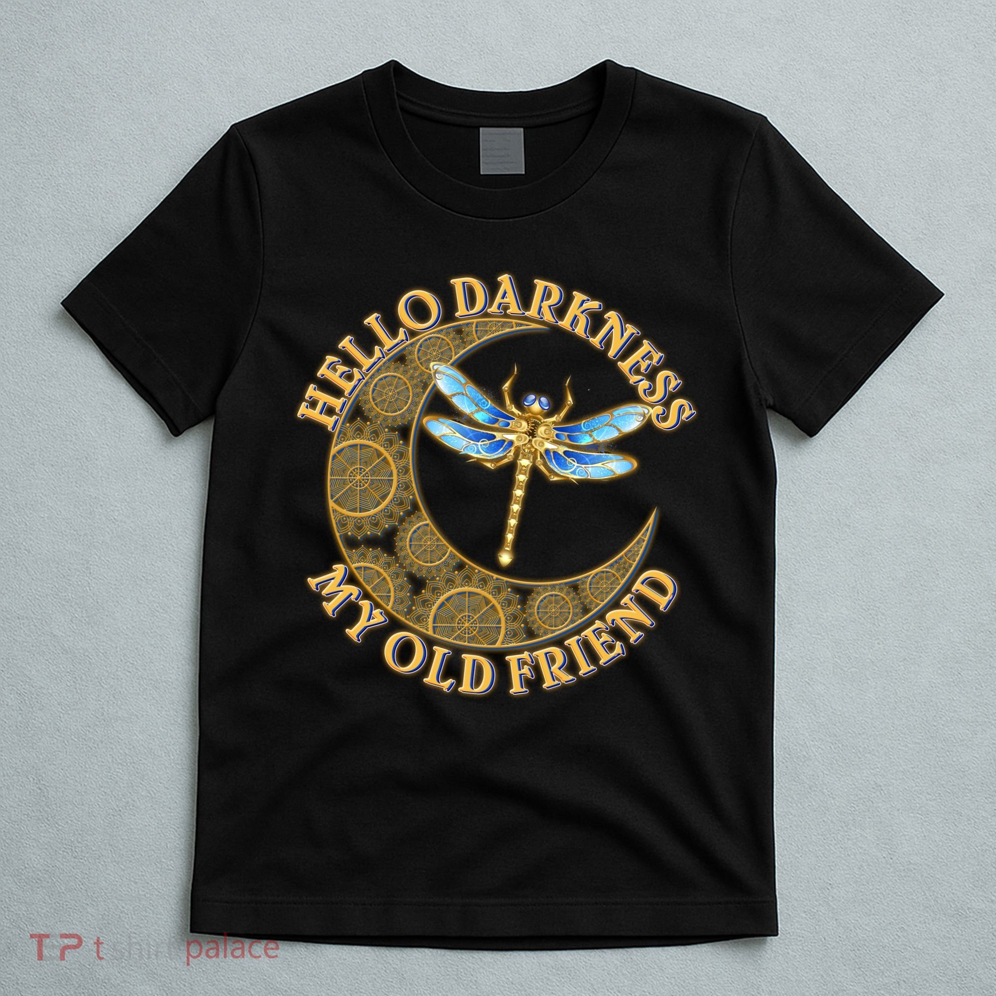 Vintage Steampunk Dragonfly Moon Hello Darkness My Old Friend T-Shirt