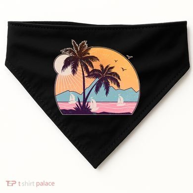 Vintage Summer Beach Emblem USA-Made Doggie Bandana