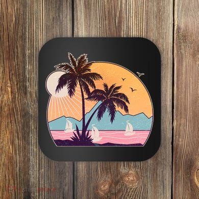 Vintage Summer Beach Emblem Coaster