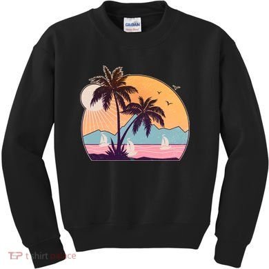 Vintage Summer Beach Emblem Kids Sweatshirt