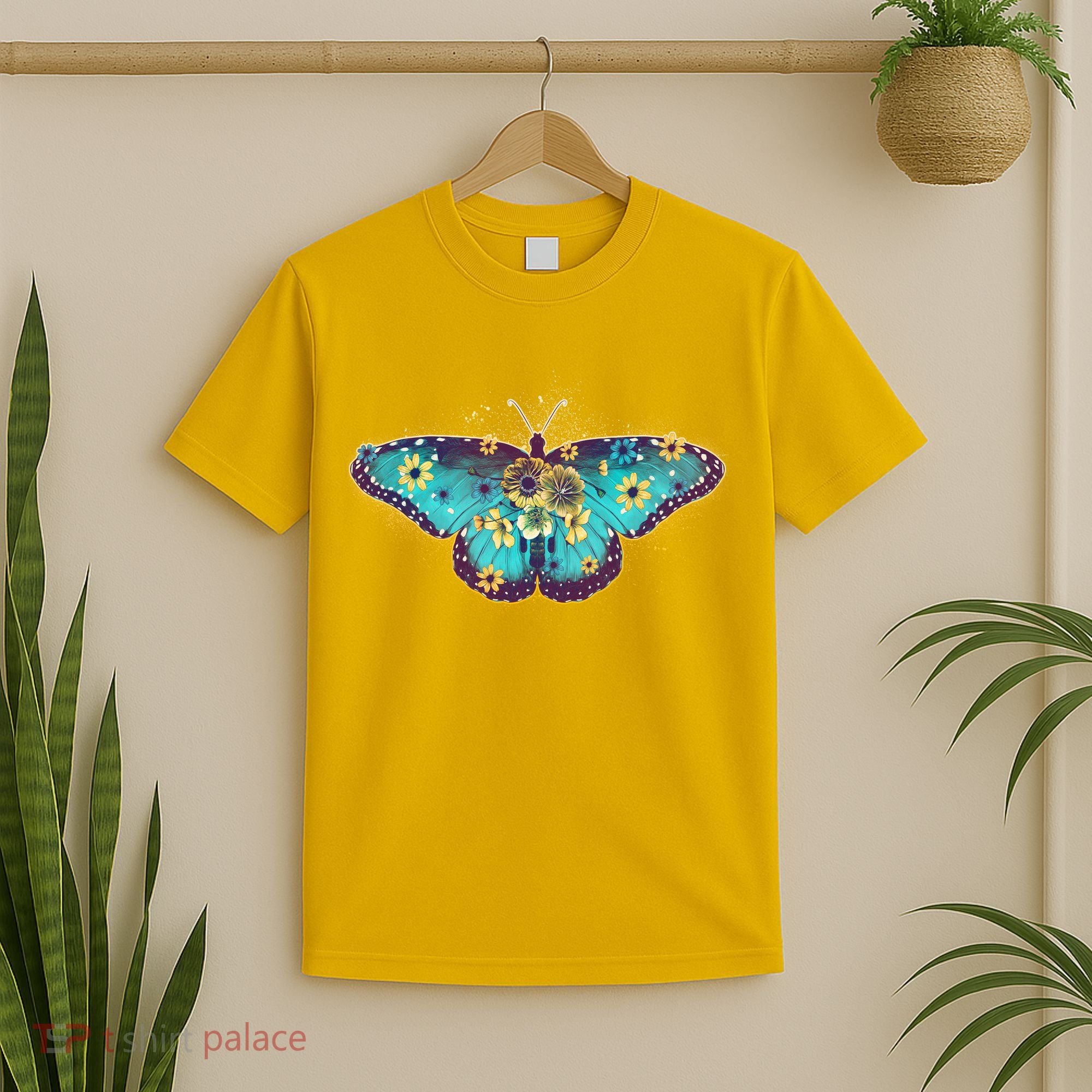 Vintage Summer Flower Floral Butterfly T-Shirt