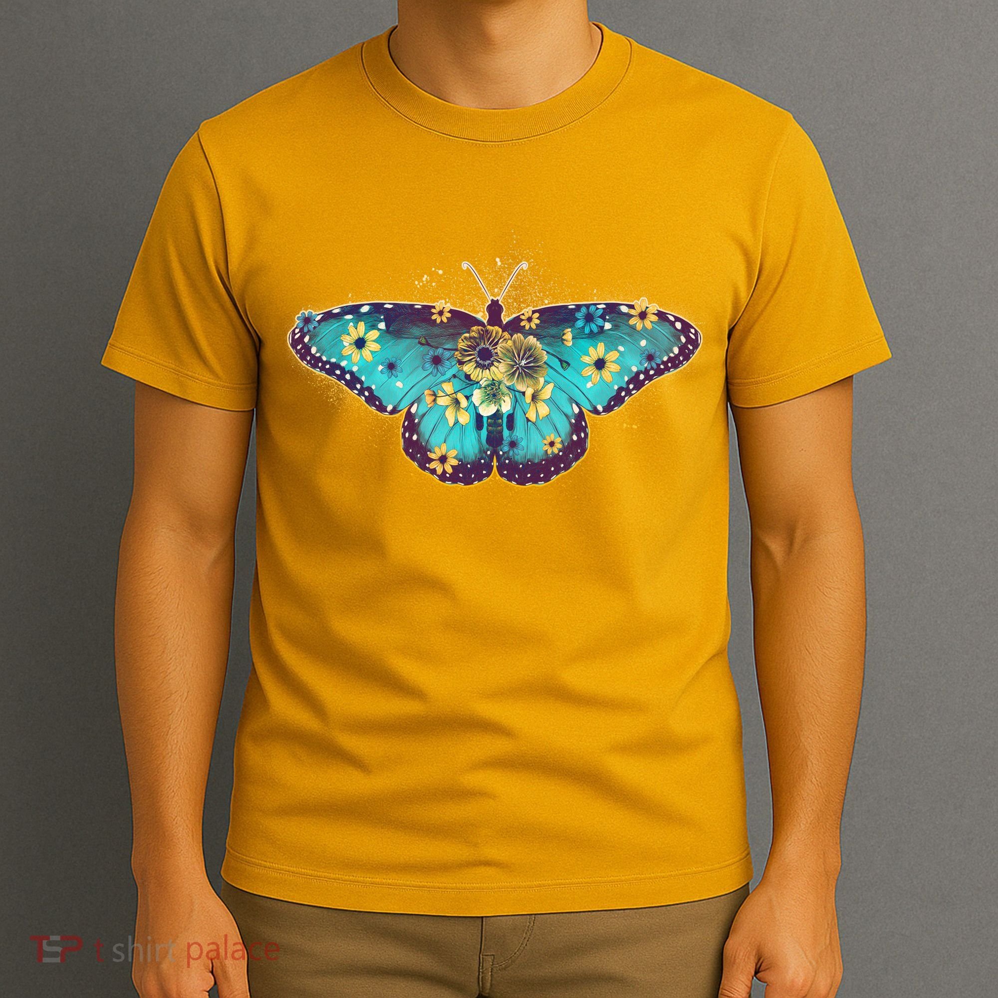 Vintage Summer Flower Floral Butterfly T-Shirt