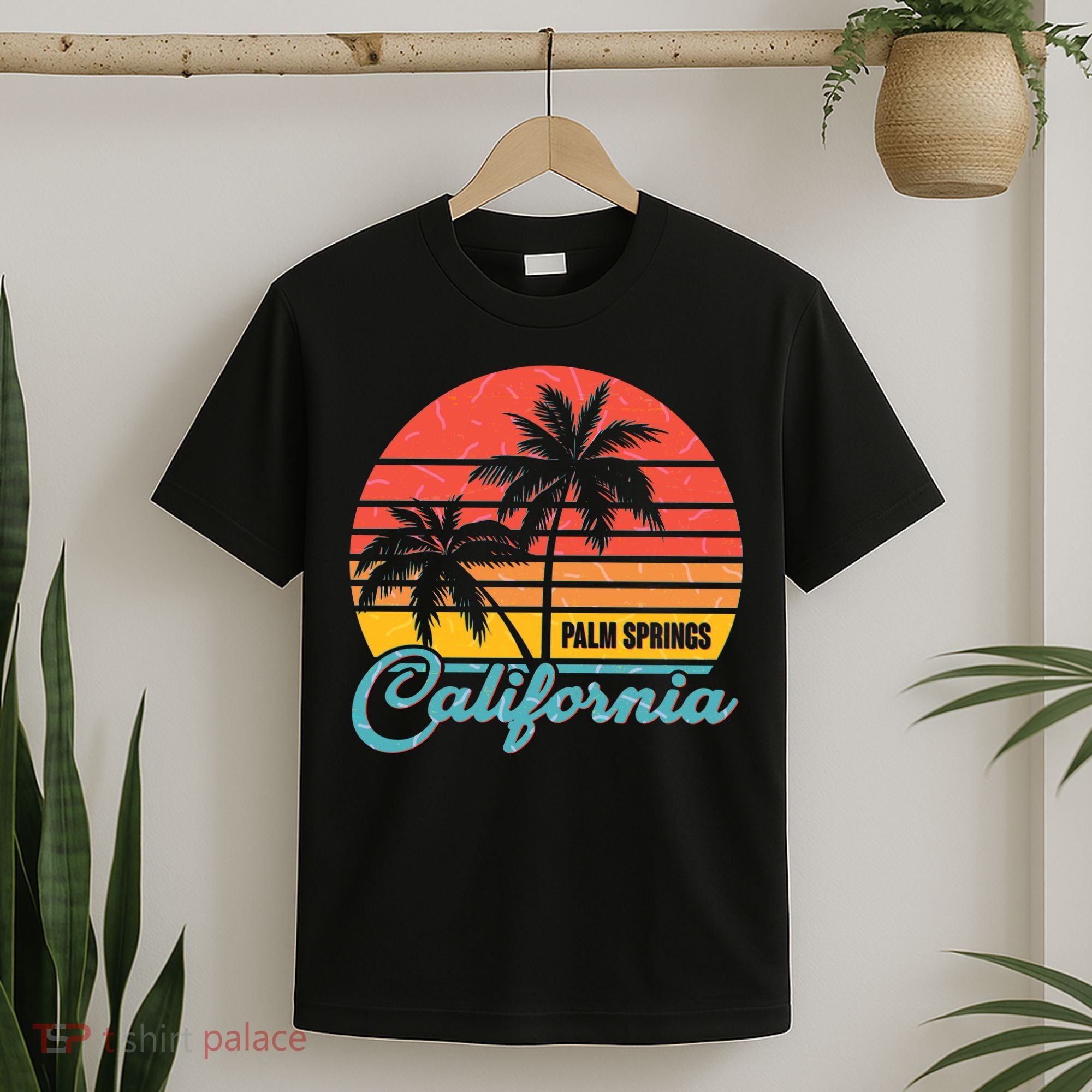 Vintage Sun Palm Trees Palm Springs California T-Shirt