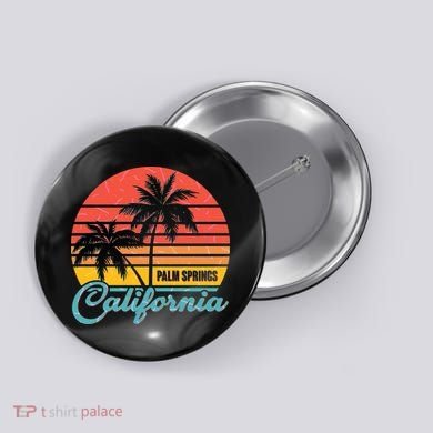 Vintage Sun Palm Trees Palm Springs California Button