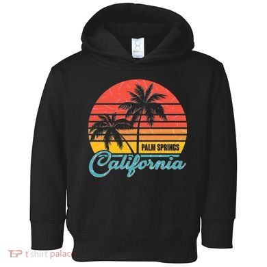 Vintage Sun Palm Trees Palm Springs California Toddler Hoodie