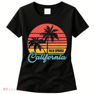 Vintage Sun Palm Trees Palm Springs California Women's T-Shirt