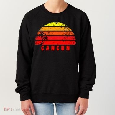 Vintage Sunset Cancun Mexico Palm Tree Women's Sweatshirt