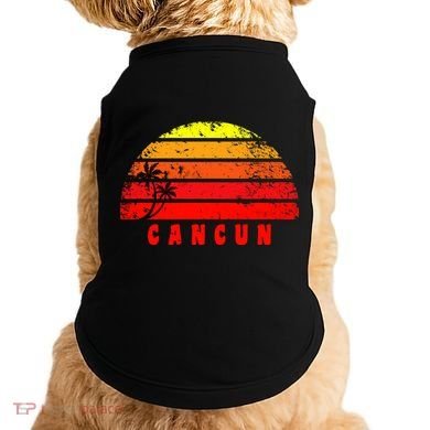 Vintage Sunset Cancun Mexico Palm Tree Doggie Tank