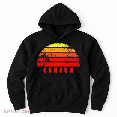 Vintage Sunset Cancun Mexico Palm Tree Hoodie