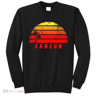 Vintage Sunset Cancun Mexico Palm Tree Sweatshirt