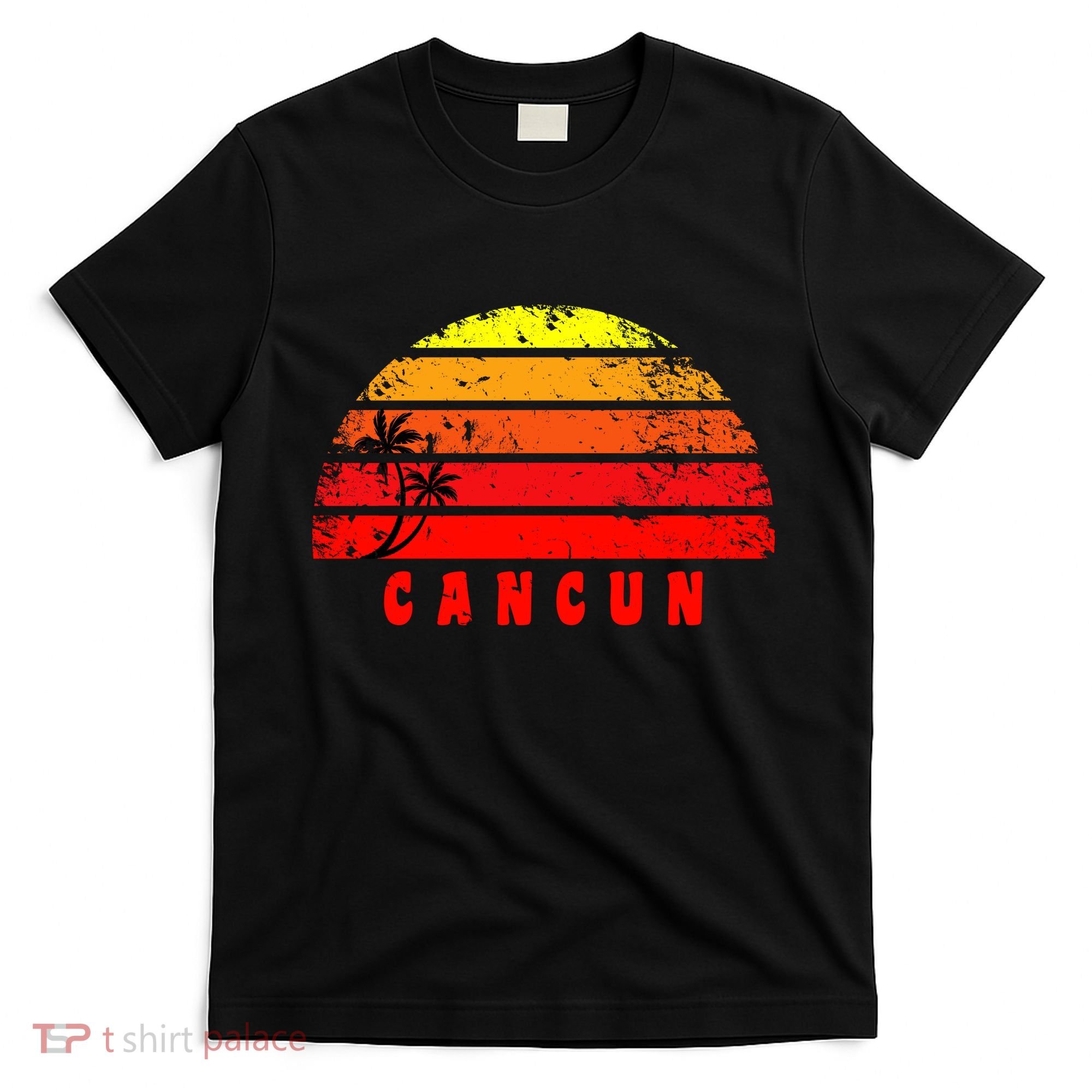 Vintage Sunset Cancun Mexico Palm Tree T-Shirt