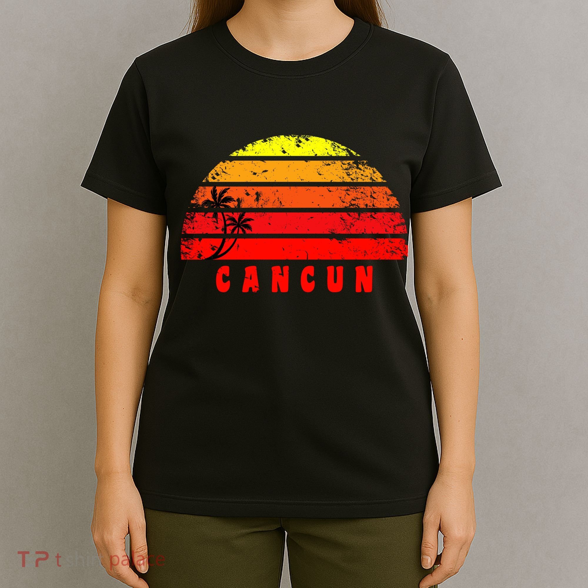 Vintage Sunset Cancun Mexico Palm Tree T-Shirt