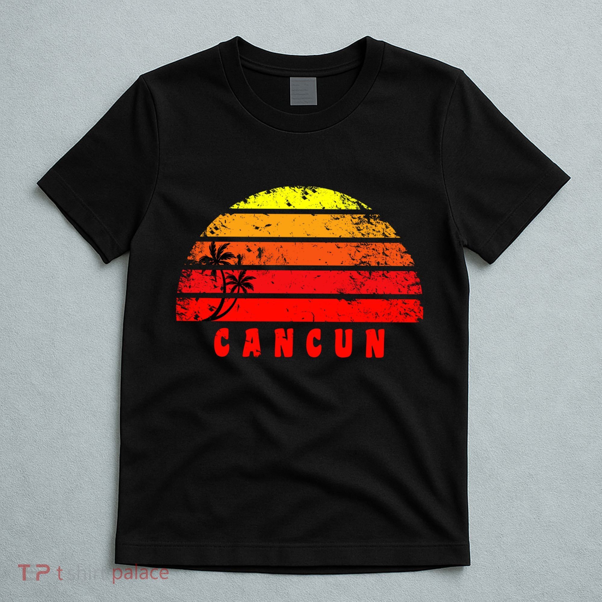 Vintage Sunset Cancun Mexico Palm Tree T-Shirt