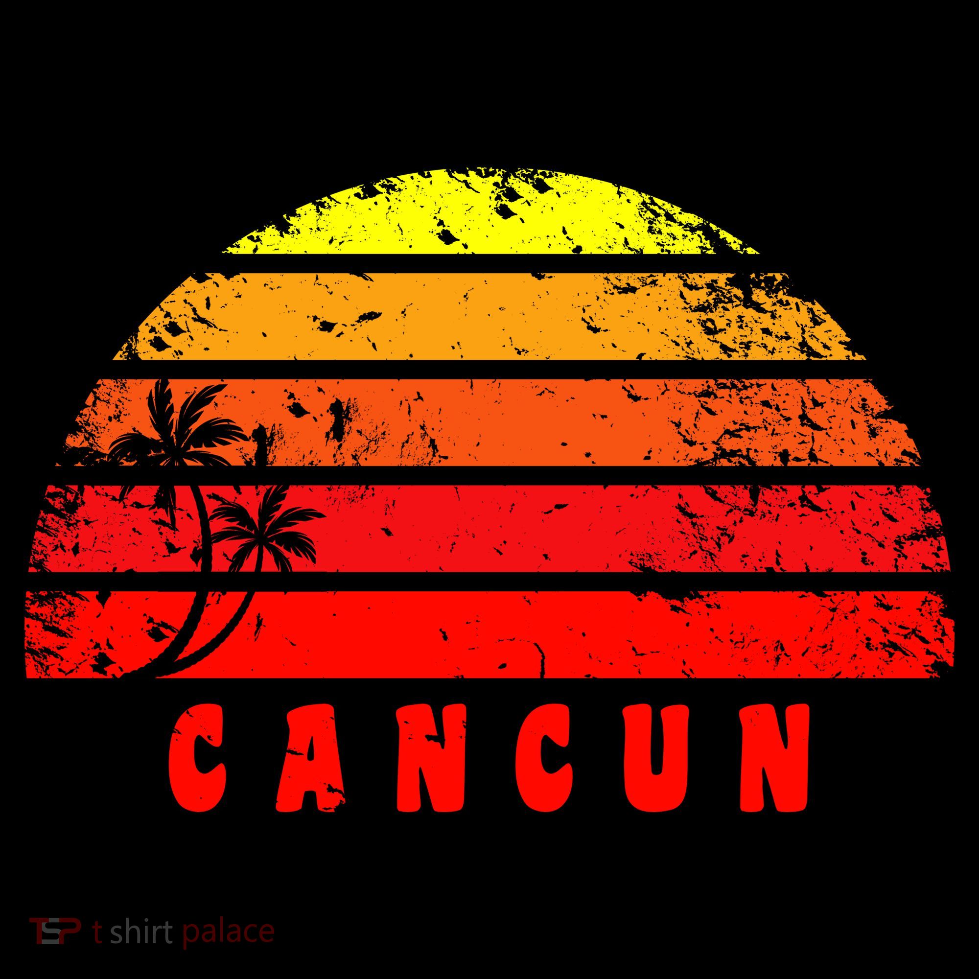 Vintage Sunset Cancun Mexico Palm Tree T-Shirt