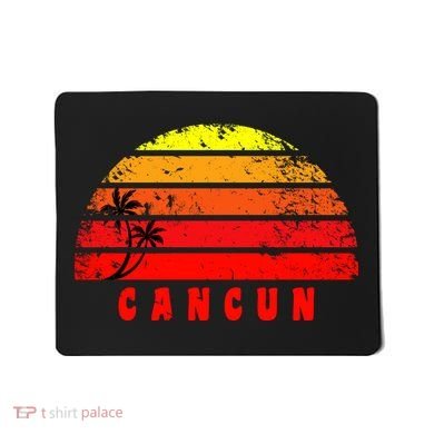 Vintage Sunset Cancun Mexico Palm Tree Mousepad